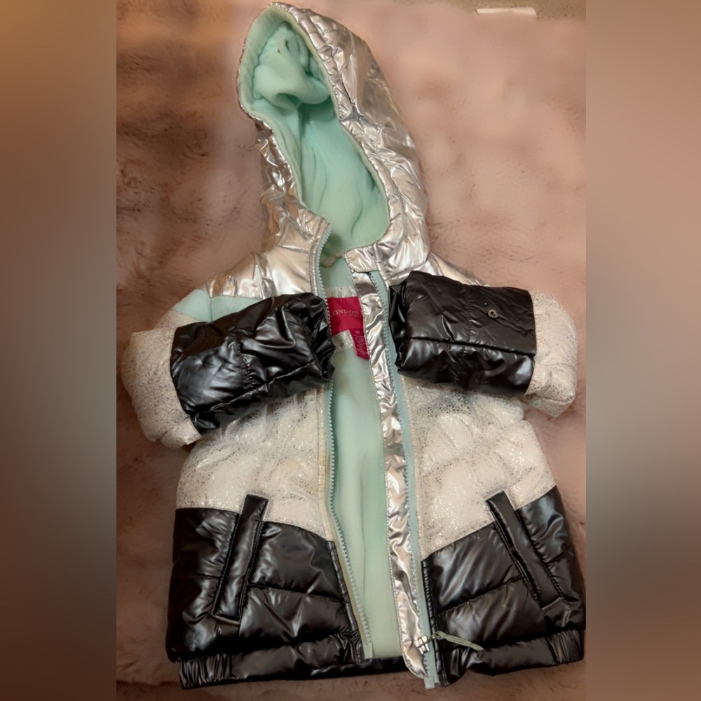 London Fog Kids Silver and Black Puffer Jacket